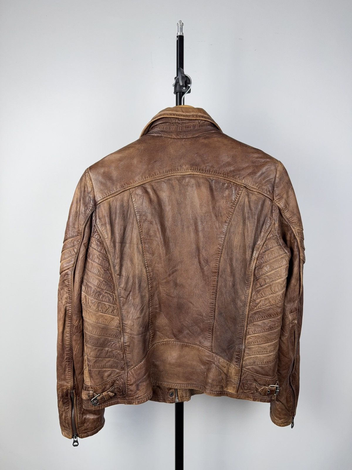 Vintage Gipsy Vintage Faded Biker Jacket Faux Leather Moto 90s Size L / US 10 / IT 46 - 8 Thumbnail