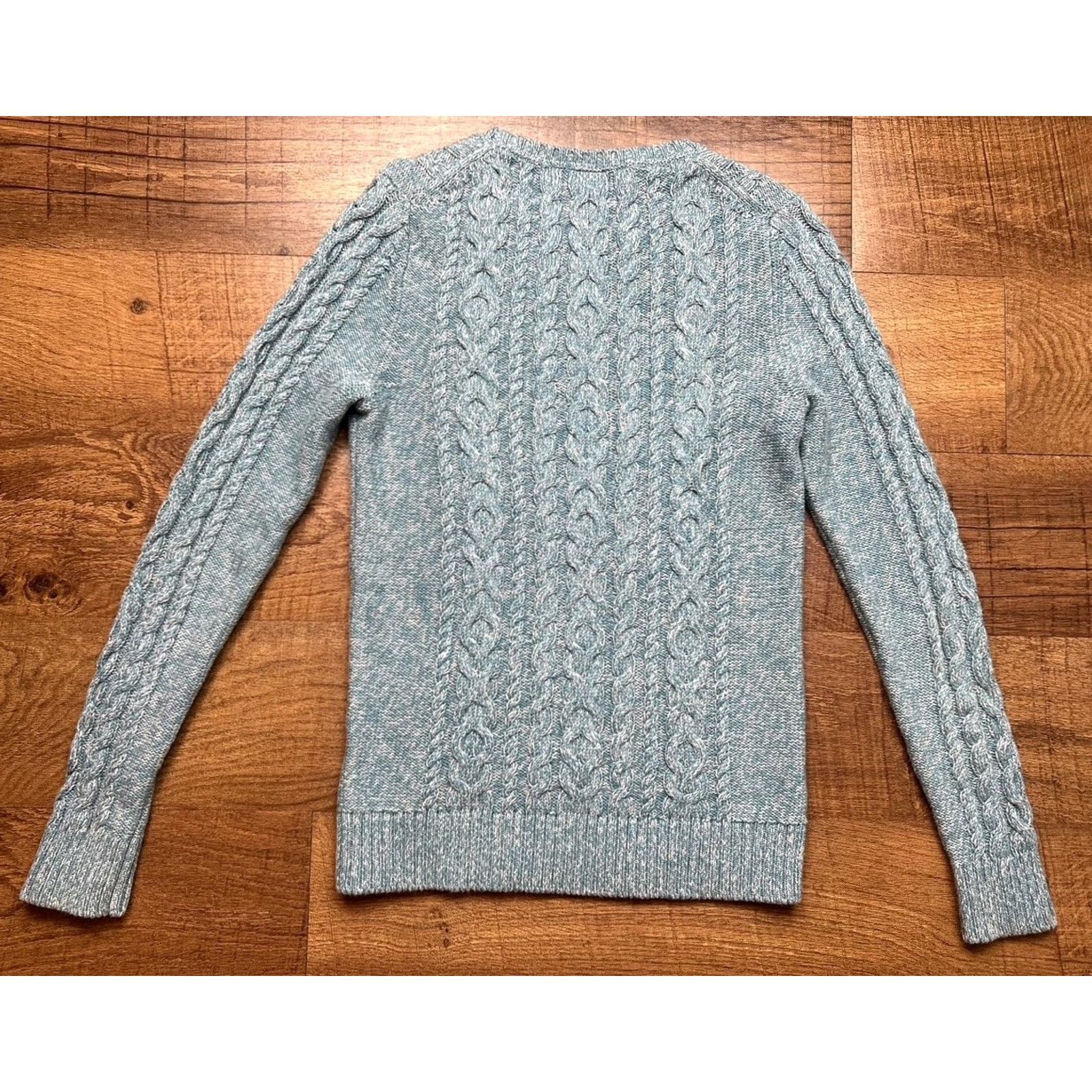 Vintage VINTAGE LL Bean Cable Knit Fisherman Sweater Womens XS Crewneck Teal Gray Cotton Size XS / US 0-2 / IT 36-38 - 3 Thumbnail