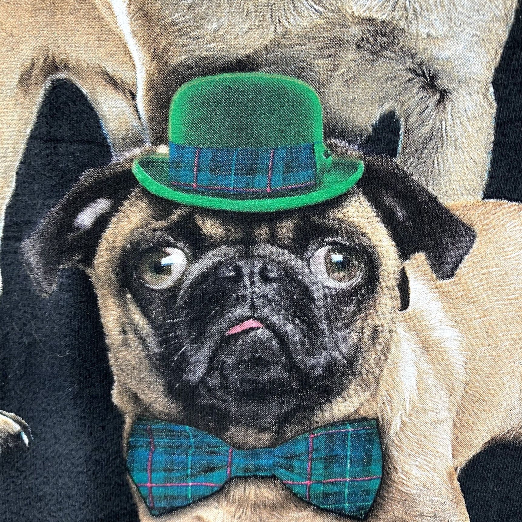 Fruit Of The Loom VINTAGE Fruit of the Loom Men’s T-Shirt 2XL Black Short Sleeve Pug Dog St. Patrick’s Day Funny Graphic Size US XXL / EU 58 / 5 - 6 Thumbnail