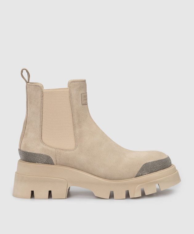 Brunello Cucinelli o1y0725 Ankle Boots in Beige Size US 10.5 / IT 40.5 - 1 Thumbnail
