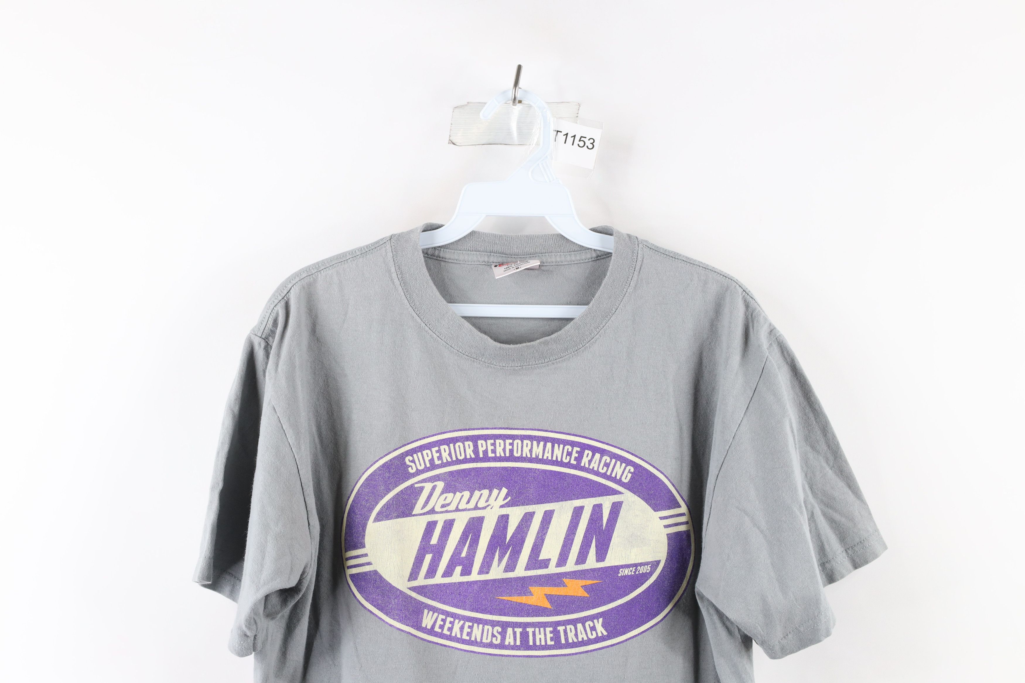 Vintage Vintage NASCAR Distressed Denny Hamlin Racing T-Shirt Gray Size US M / EU 48-50 / 2 - 2 Thumbnail