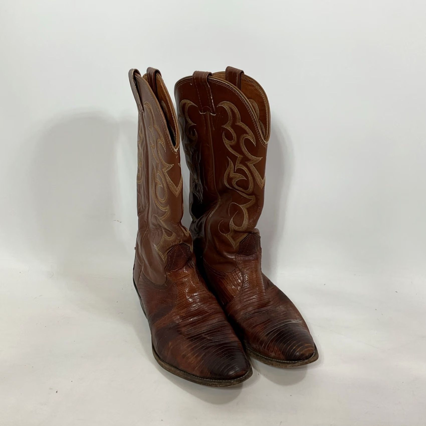 Vintage VINTAGE Nocona Boots Cowboy Boots Western Boots Ladies Brown Alligator Python 7278 10D Women Leather Shaft 12" Heel 2" Pointed Toe Size US 10 / IT 40 - 6 Thumbnail
