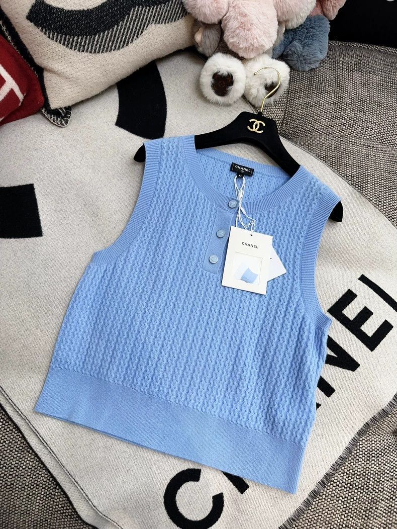 Chanel Chanel 24b blue knitted round-neck top Size M / US 6-8 / IT 42-44 - 8 Thumbnail
