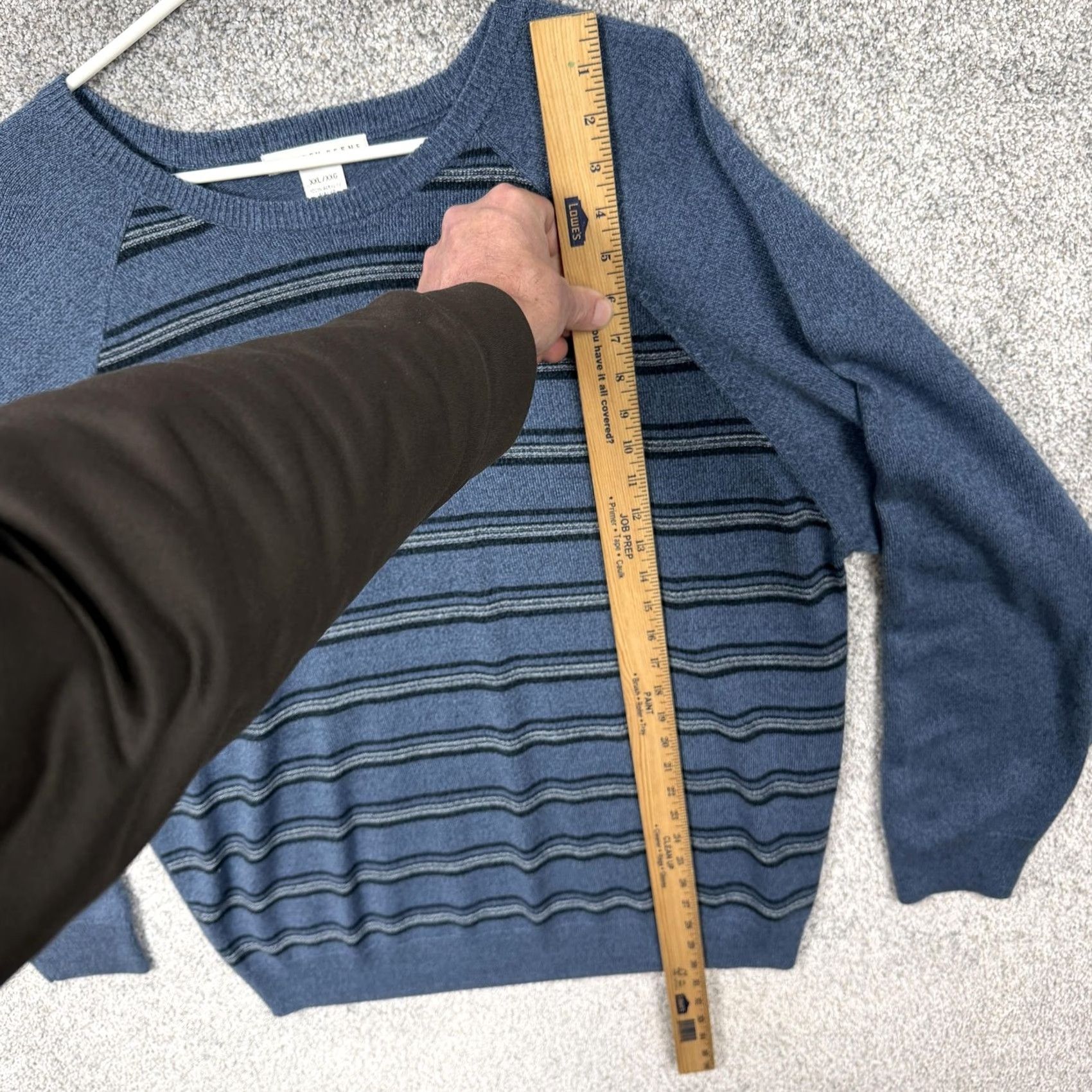 Geoffrey Beene VINTAGE Geoffrey Beene Sweater Men 2XL Blue Striped Crew Neck Knit Pullover Long Sleeve Casual Retro 90s Grunge Preppy Vintage Size US XXL / EU 58 / 5 - 2 Thumbnail