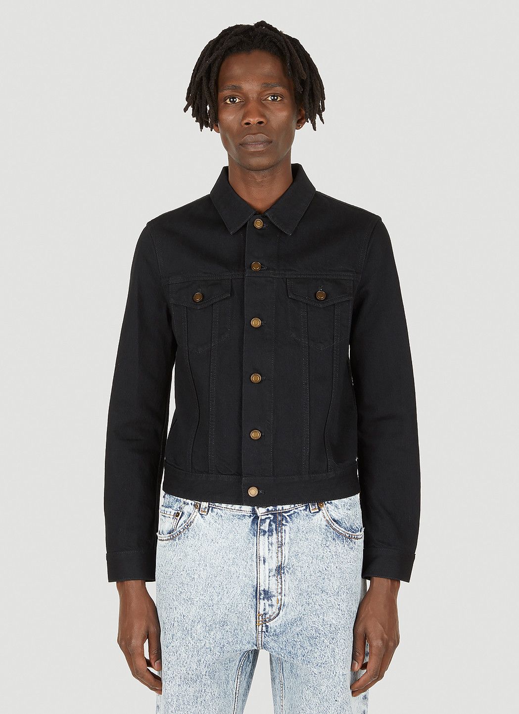 Saint Laurent Paris Black Classic Fitted Denim Trucker Jacket Size US L / EU 52-54 / 3 - 2 Thumbnail