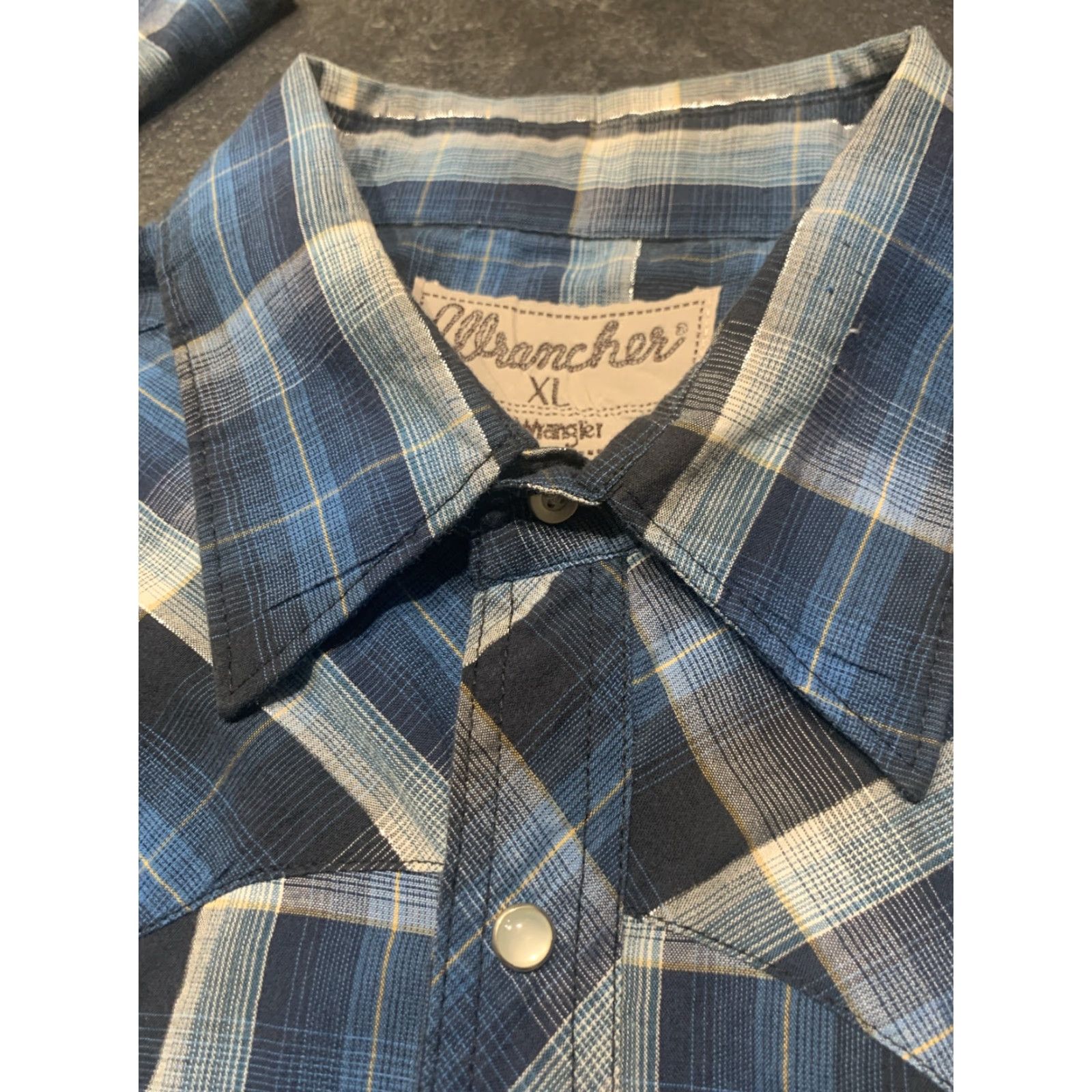 Wrangler Wrangler Western Shirt Pearl Snap Button-up Mens XL Blue Plaid Long Sleeve Casual Cowboy Rockabilly Size US XL / EU 56 / 4 - 5 Thumbnail