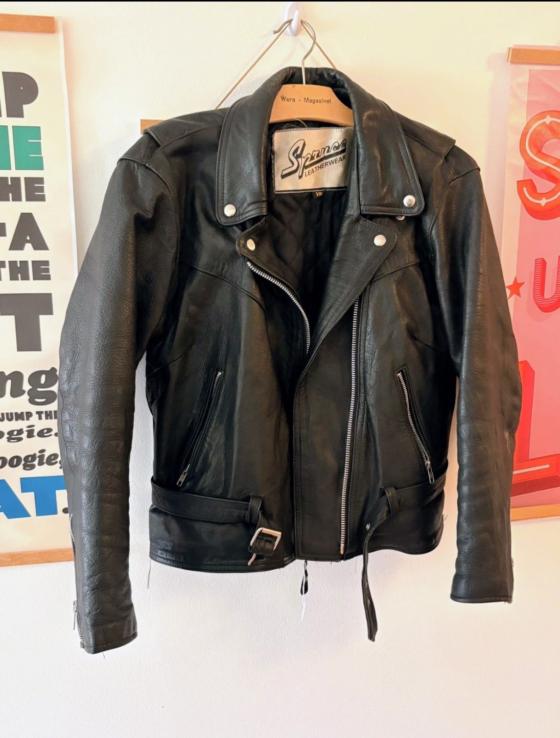 Vintage Vintage Heavyweight Leather Biker Jacket – Genuine 80s/90s Size XXL / US 16-18 / IT 52-54 - 6 Thumbnail
