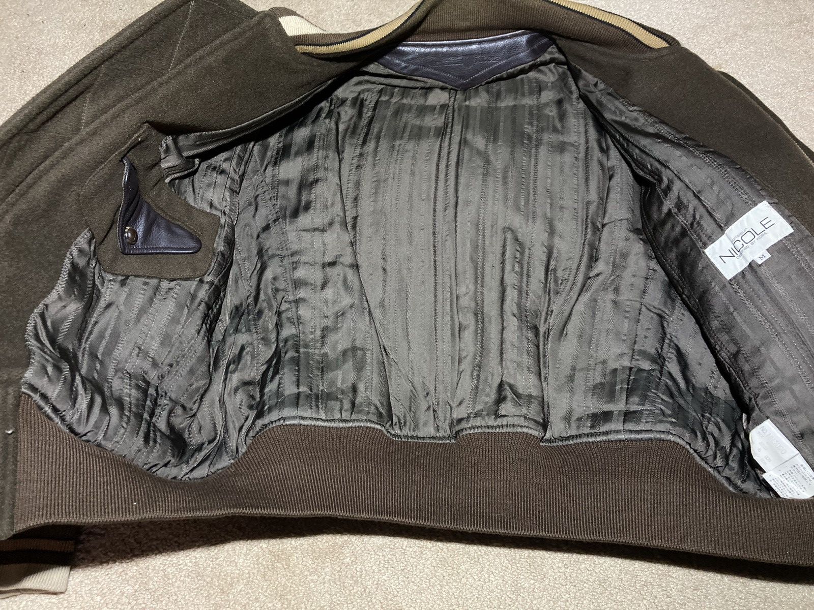 Japanese Brand FW89 Monsieur Nicole Leather Varsity Aviator Jacket 1989 90s Size US M / EU 48-50 / 2 - 8 Thumbnail