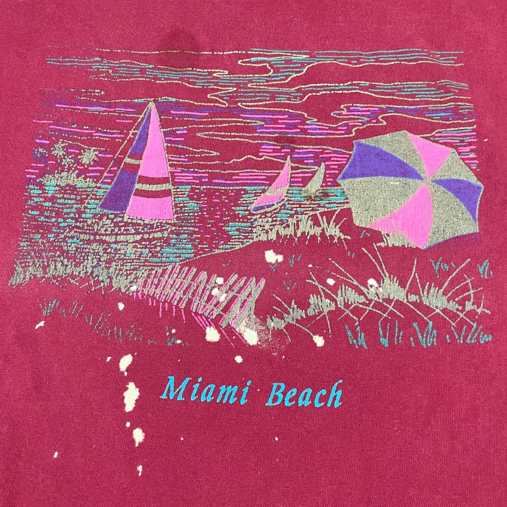 Vintage VINTAGE Miami Tshirt Mens Large Red Beach Single Stitch Art Tee Adult Shirt Size US L / EU 52-54 / 3 - 3 Thumbnail