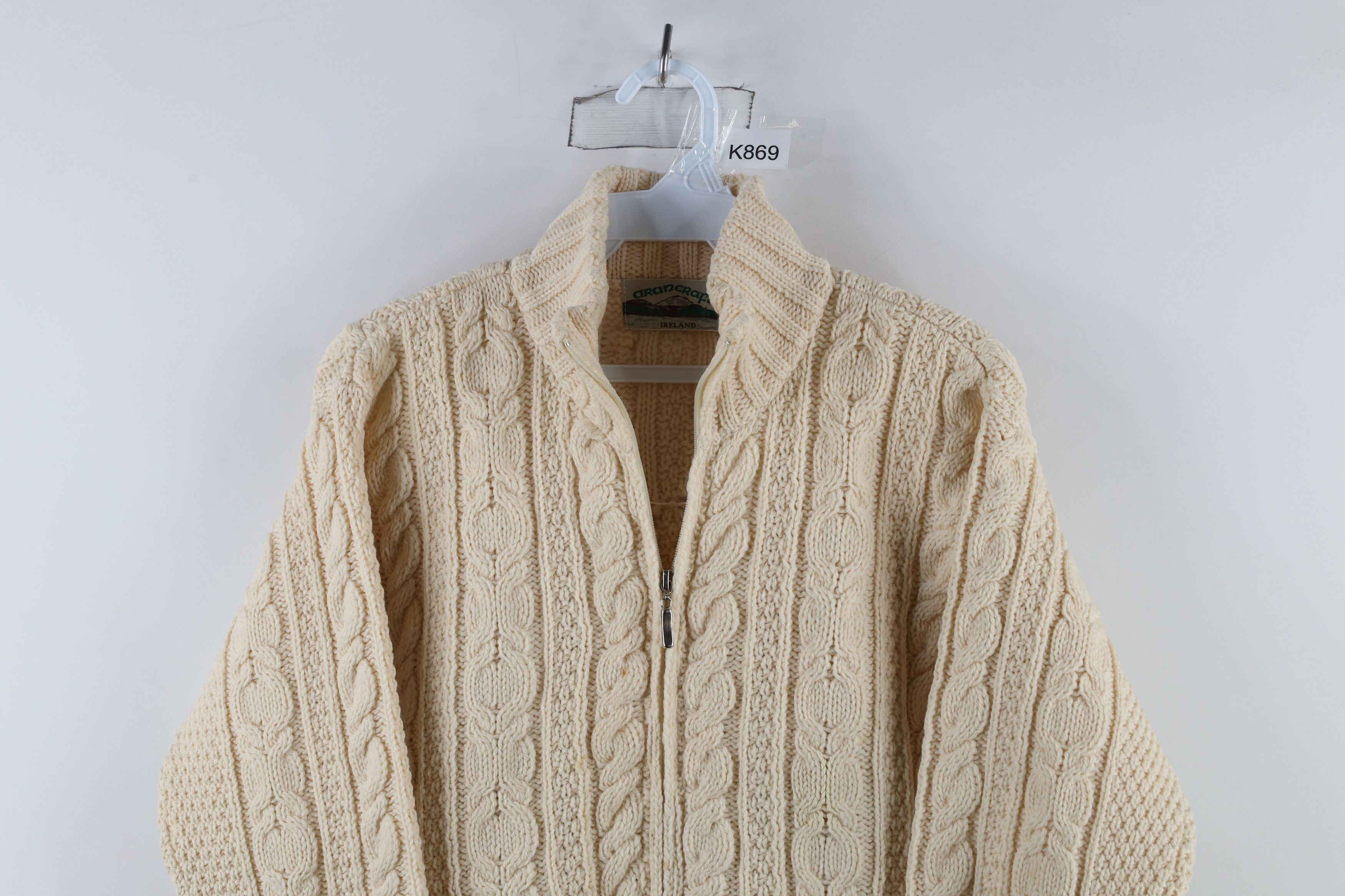 Vintage Vintage 90s Irish Wool Fisherman Knit Full Zip Sweater Size S / US 4 / IT 40 - 2 Thumbnail