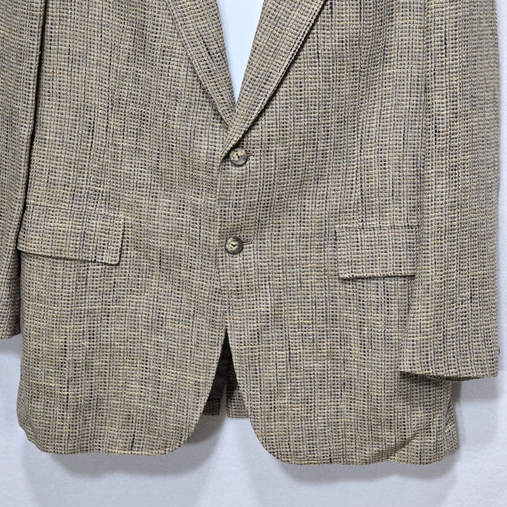 Vintage VINTAGE Hickey Freeman Blazer Mens Large Brown Wool British Isles Check Tweed Jacket Size 44R - 4 Thumbnail