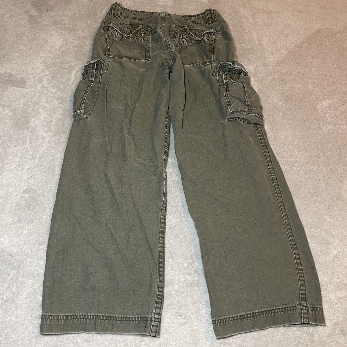 Other Vintage 90s Men Green Wide Leg Cargo Pants 30x32 Ripstop Size US 32 / EU 48 - 2 Thumbnail