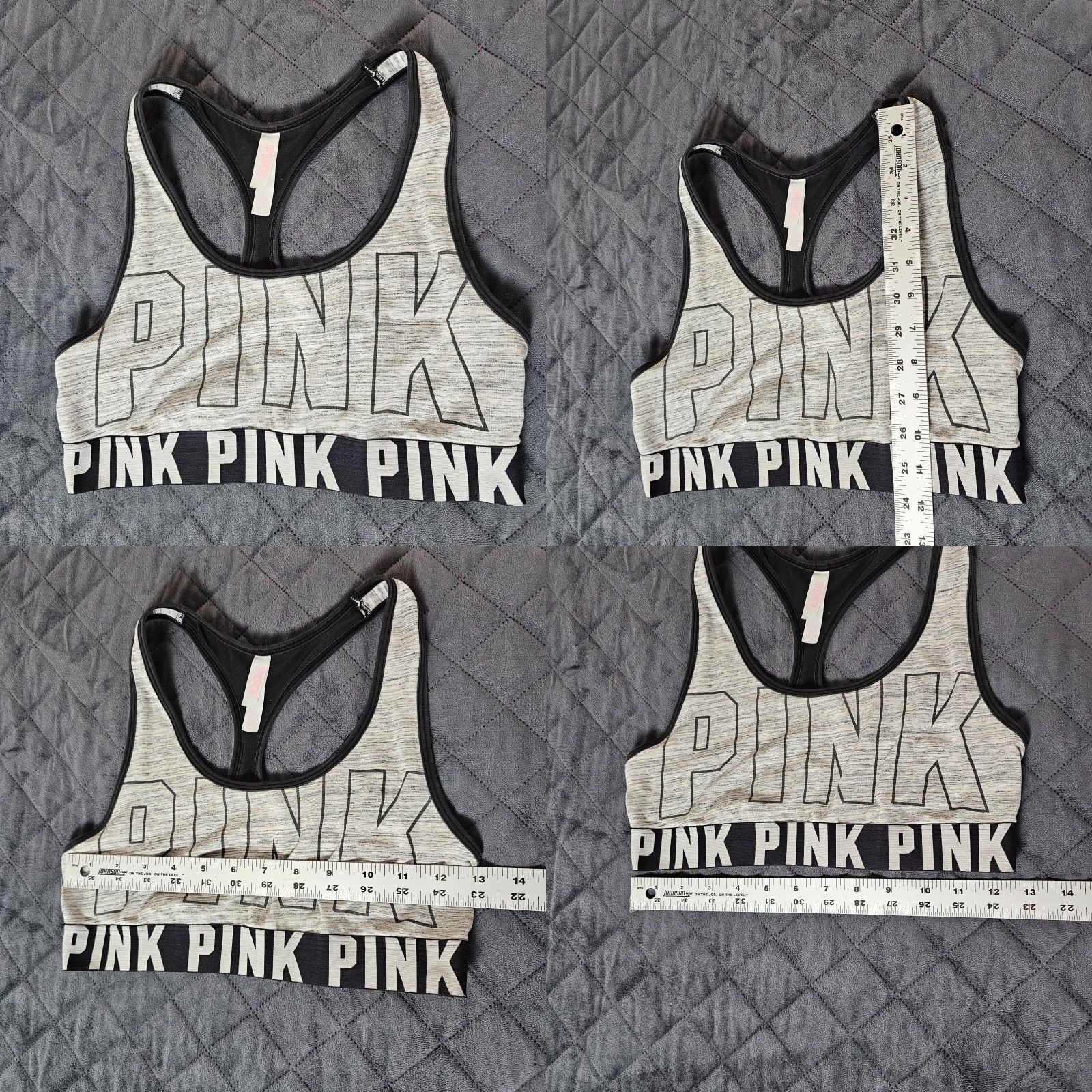 Victoria's Secret Victoria’s Secret PINK Ultimate Black & Gray Wireles Sports Bra Racerback M Size ONE SIZE - 8 Thumbnail