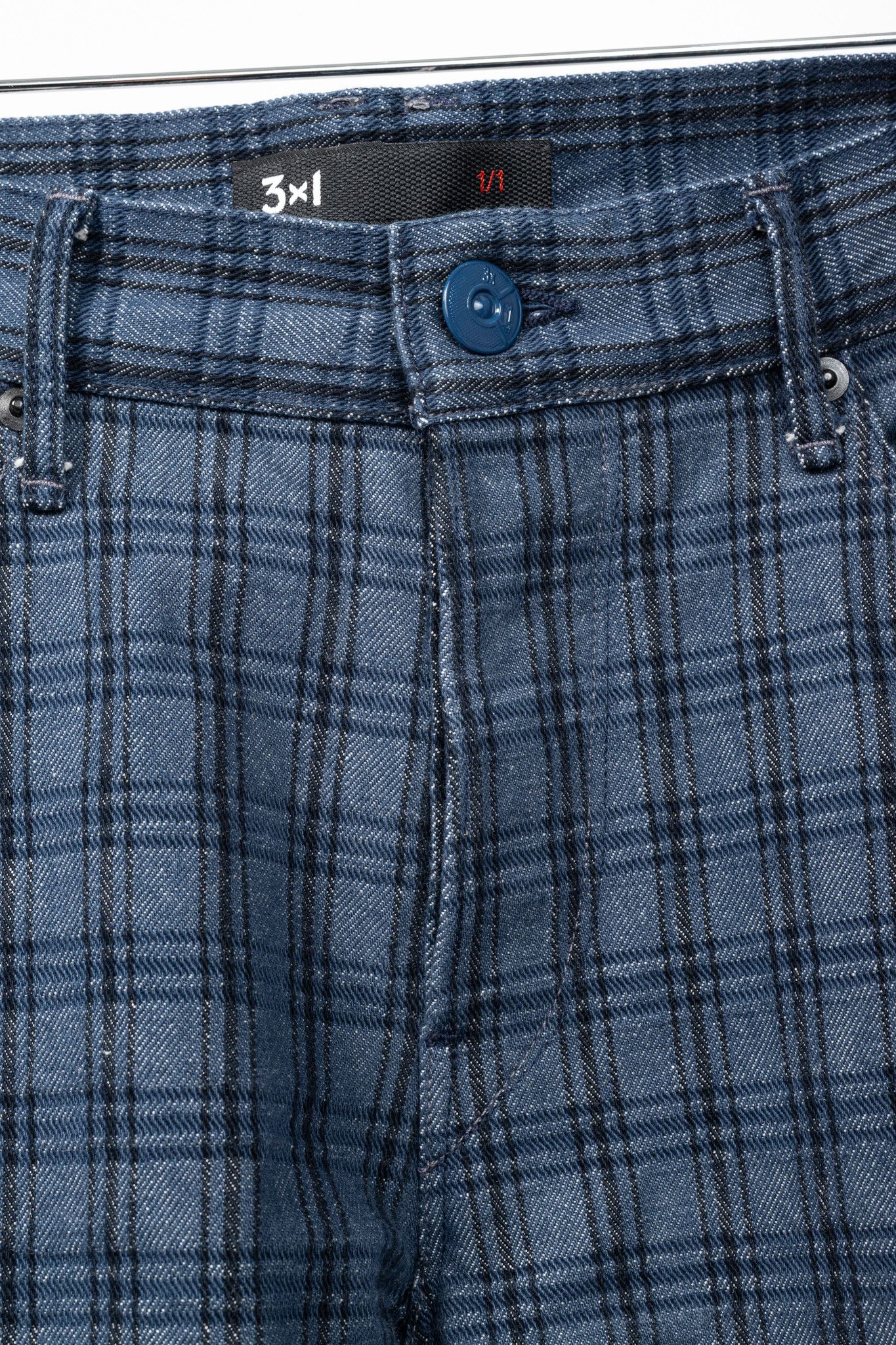 3x1 3x1 M4 Blue Plaid Slim 5-Pocket Jeans Size US 34 / EU 50 - 7 Thumbnail