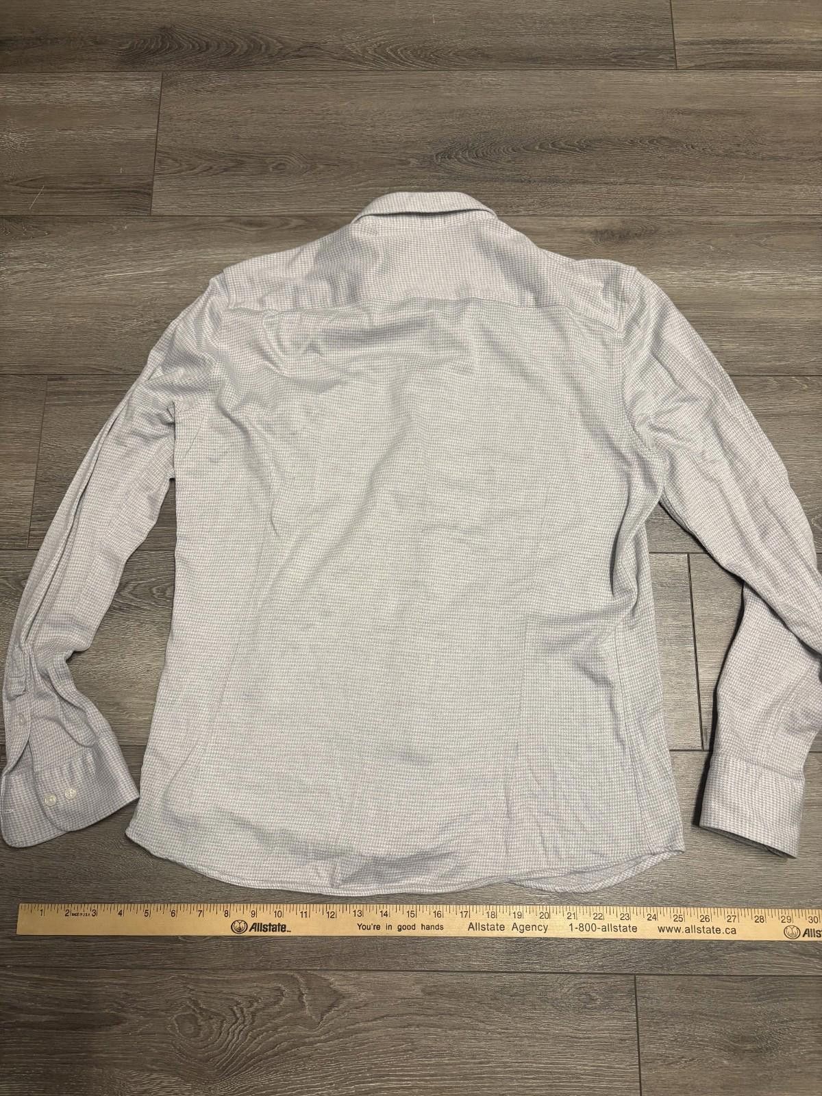 Massimo Dutti MASSIMO DUTTI Mens Shirt XL Gray Houndstooth Cotton Size US XL / EU 56 / 4 - 2 Thumbnail