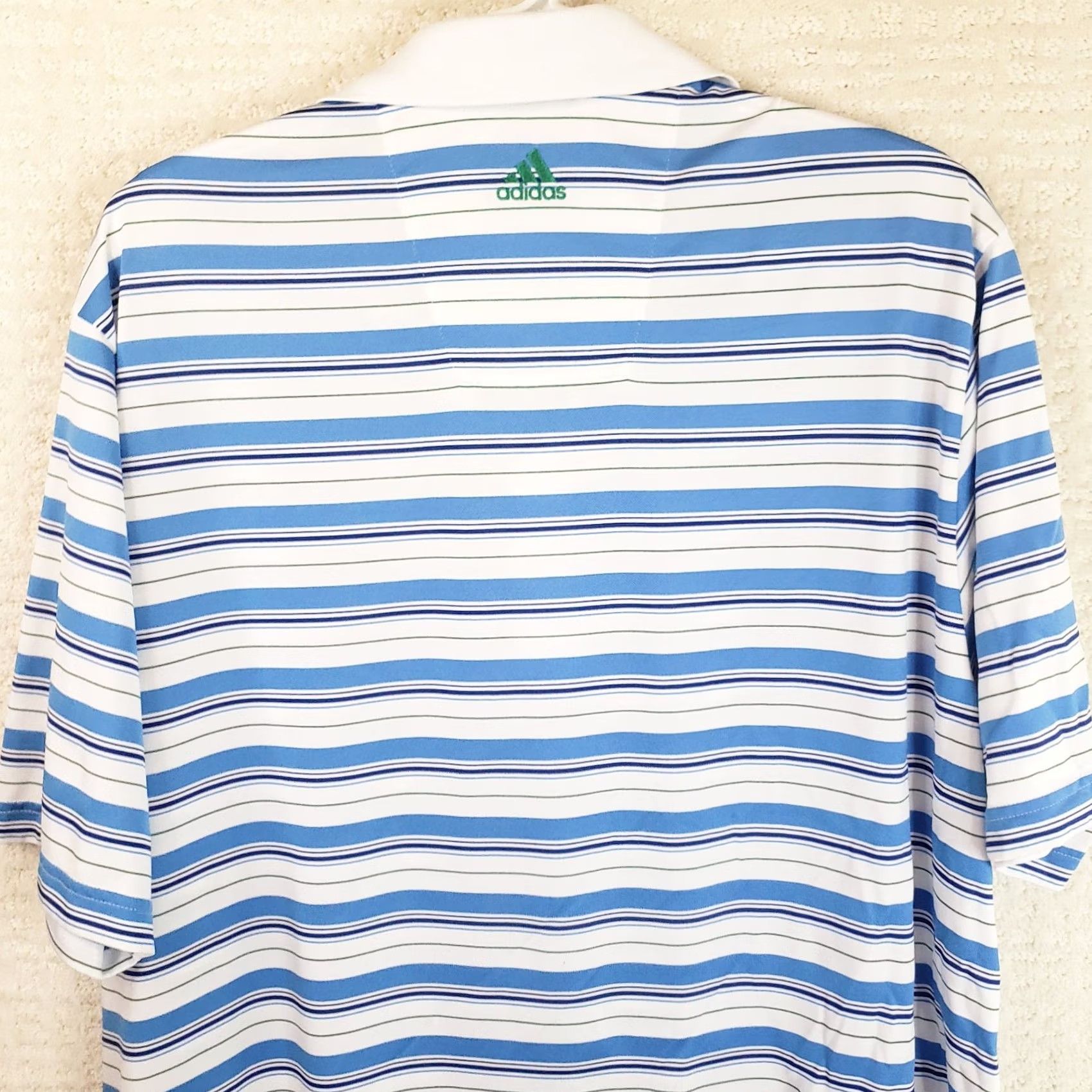 Adidas Adidas Polo Shirt Mens Climalite Blue White Striped Short Sleeve Golf XL Polo Shirt Mens Black? Size US XL / EU 56 / 4 - 7 Thumbnail