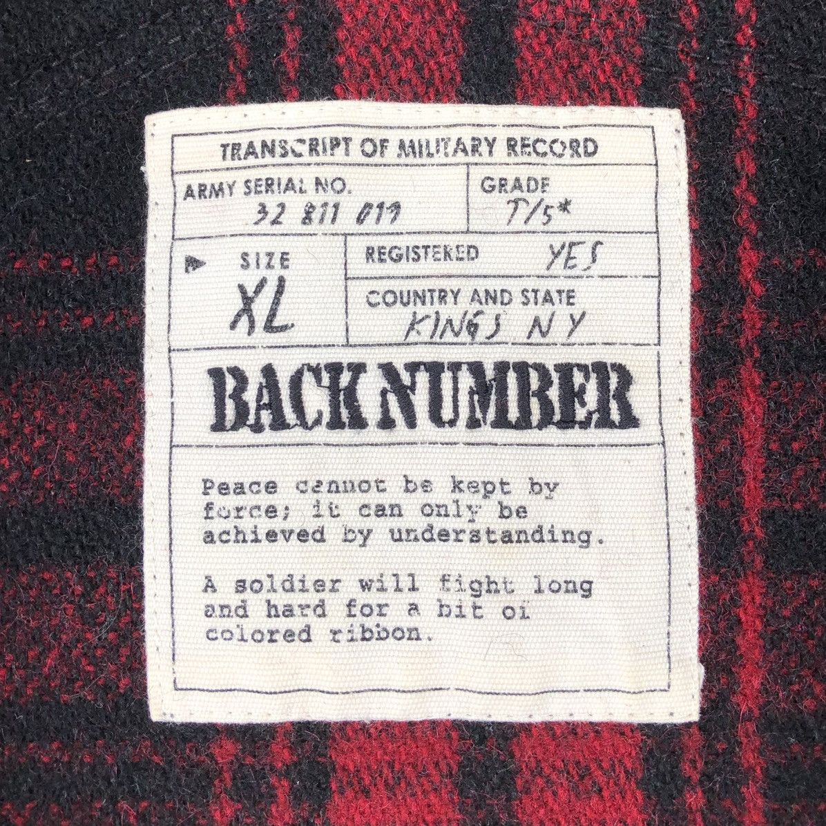 Japanese Brand Back Number Wool Jacket Red Plaid Tartan Jacket Size US L / EU 52-54 / 3 - 18 Thumbnail