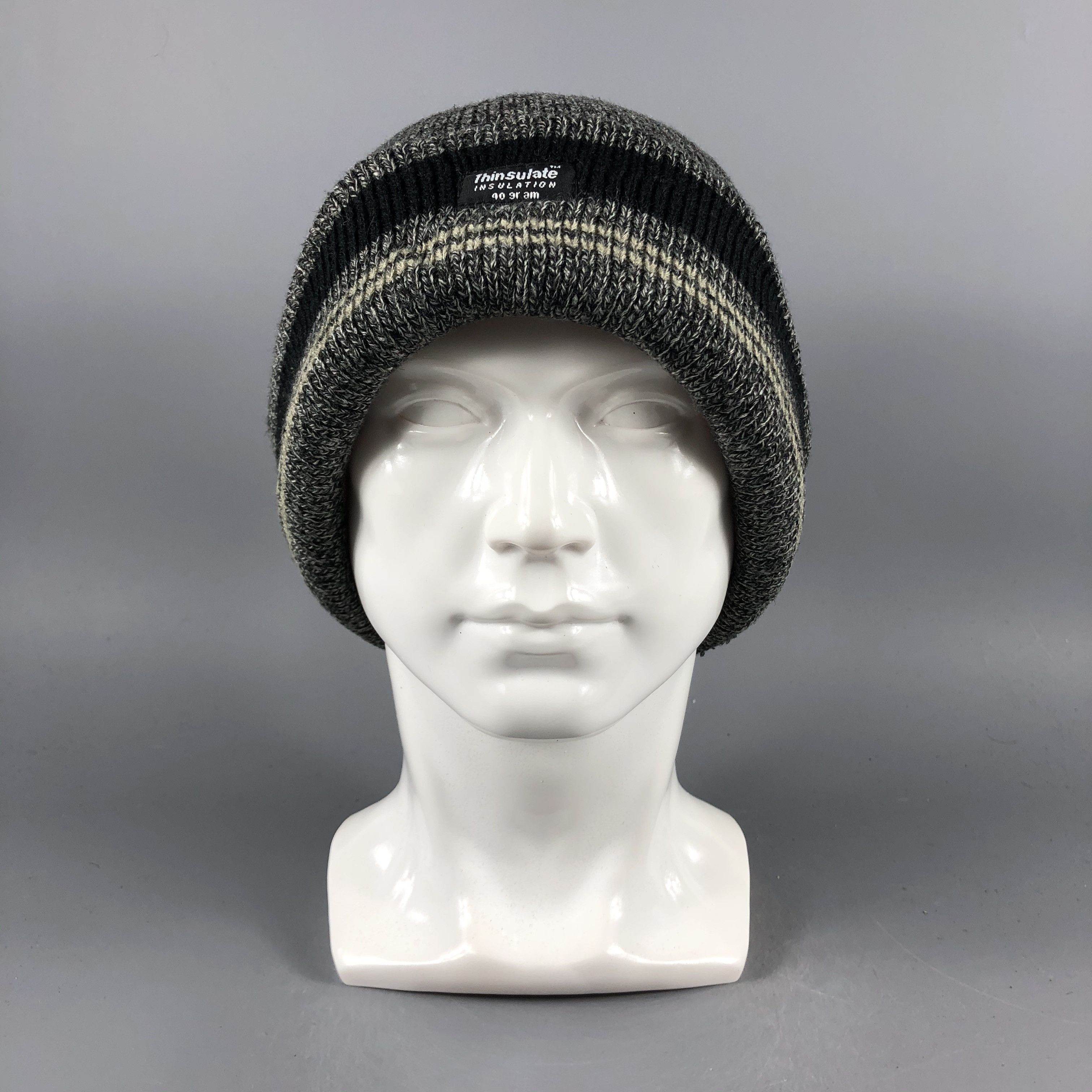 image of Thinsulate Insulation Stripe Beanie Snow Hat Snow Cap -D1150, Men's