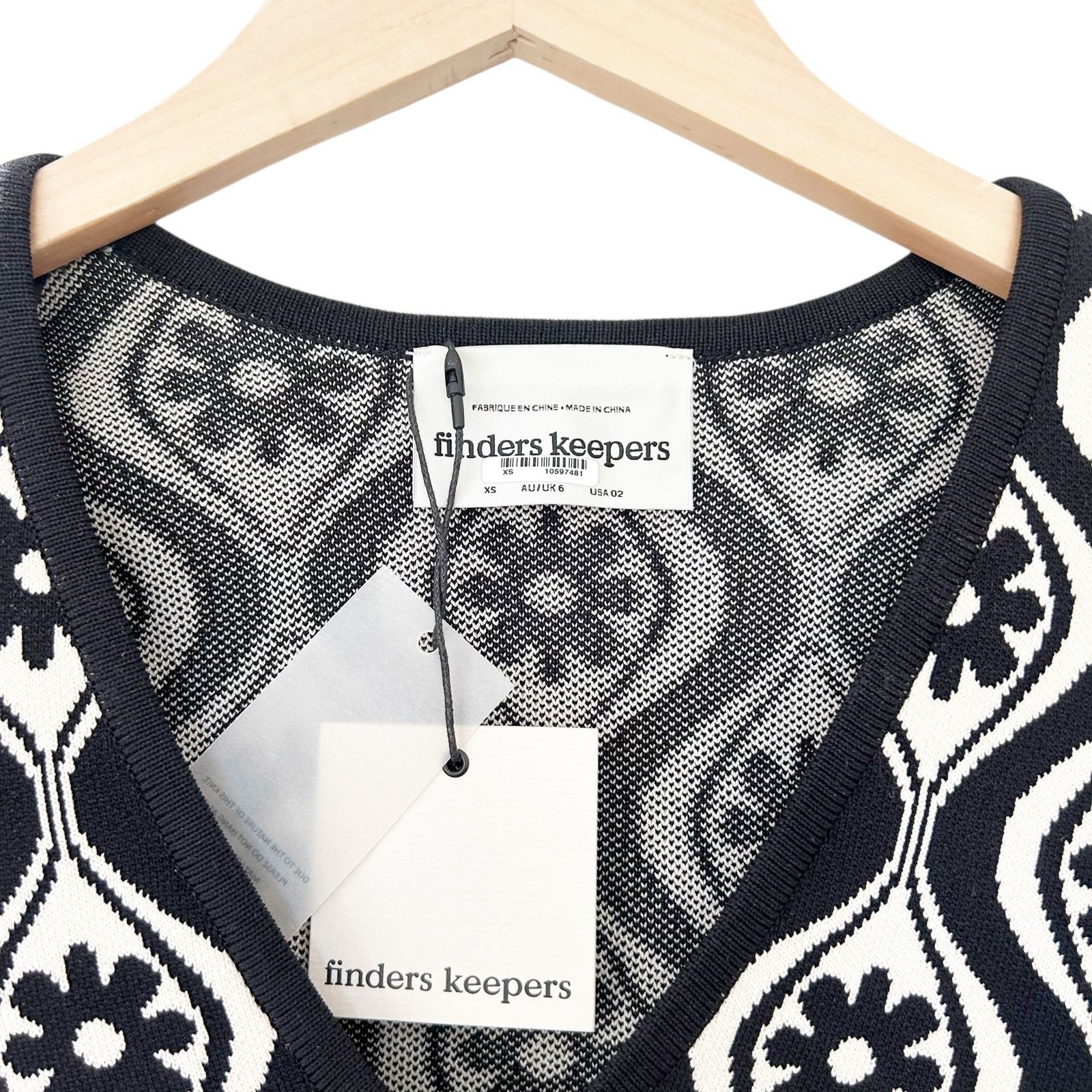 Other Finders Keepers Quinn Black White Printed Long Sleeve Top XS Size XS / US 0-2 / IT 36-38 - 2 Thumbnail