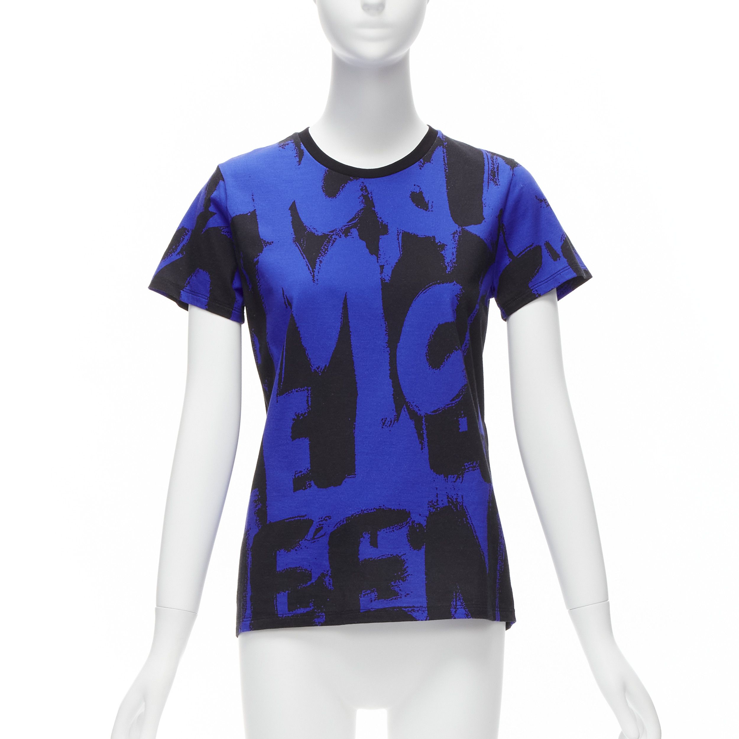 Alexander McQueen ALEXANDER MCQUEEN 2022 Brush blue black graffiti cotton tshirt IT38 XS Size XS / US 0-2 / IT 36-38 - 1 Thumbnail
