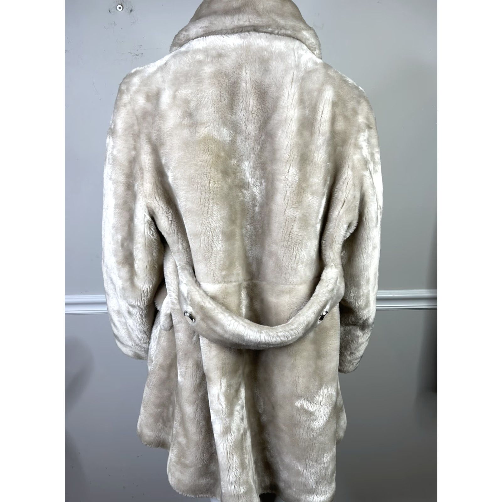 VINTAGE Borgana Faux Fur Jacket Coat Large Brown Mid-Length Womens 1950s Winter