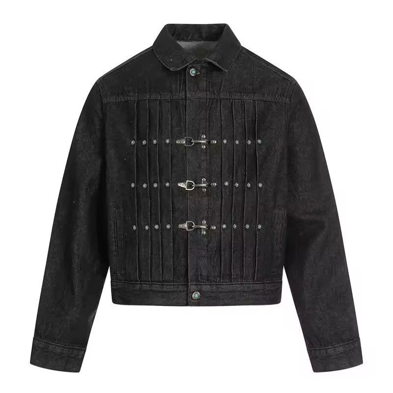 Japanese Brand Fireman Clasp Black Cropped Denim Jacket Size US XL / EU 56 / 4 - 1 Thumbnail