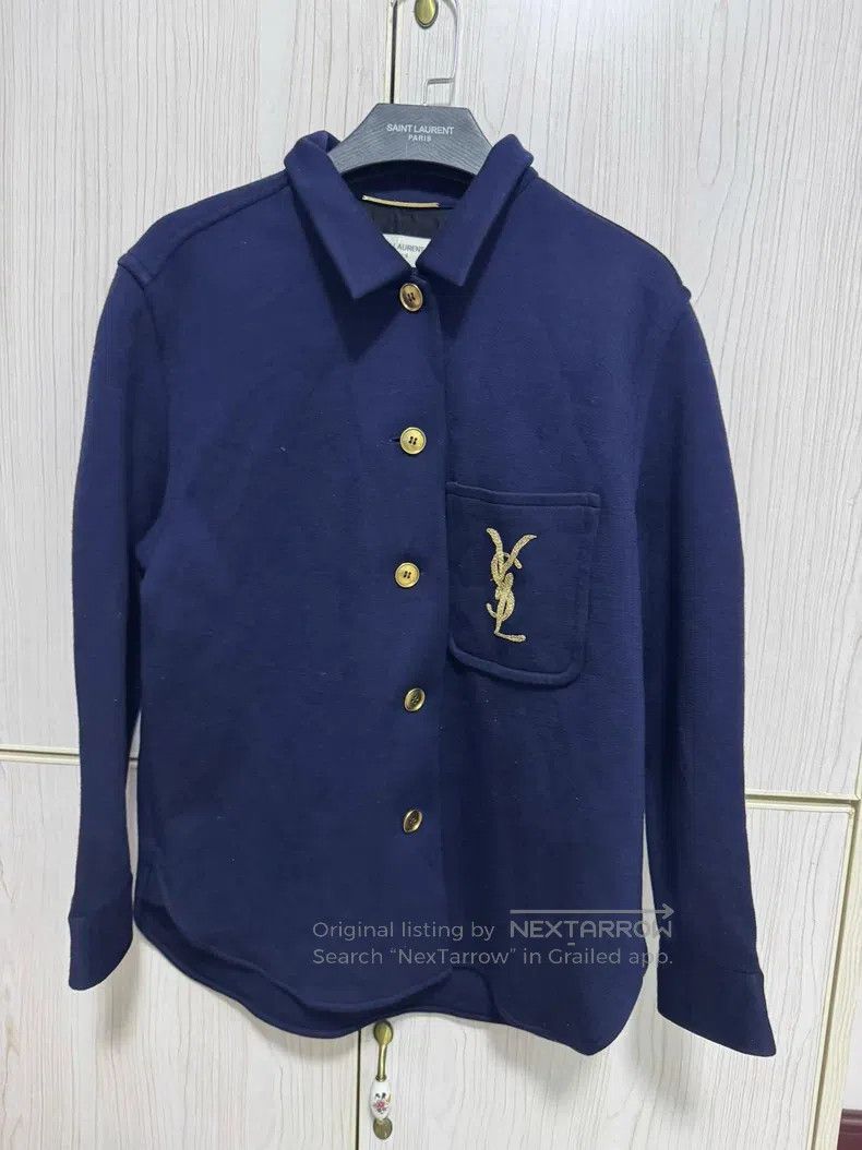 Saint Laurent Paris Saint Laurent Paris Navy Blue Wool Shirt Jacket Size US XXS / EU 40 - 1 Thumbnail