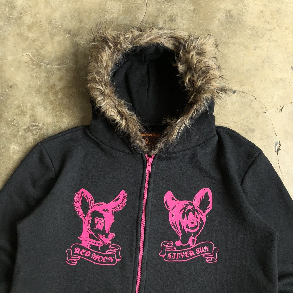 20471120 2000s High Communications Cartoon Fur Ziphoodie Black Lgb Size US S / EU 44-46 / 1 - 3 Thumbnail