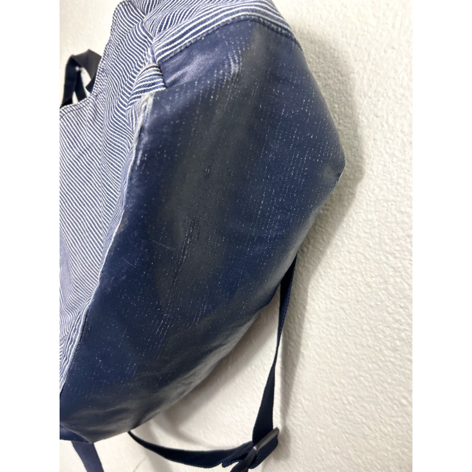 Gap VINTAGE GAP Crossbody Bag Denim White Blue Striped 16x16x6 Canvas Cotton Women Indistinct Railroad? Size ONE SIZE - 7 Thumbnail