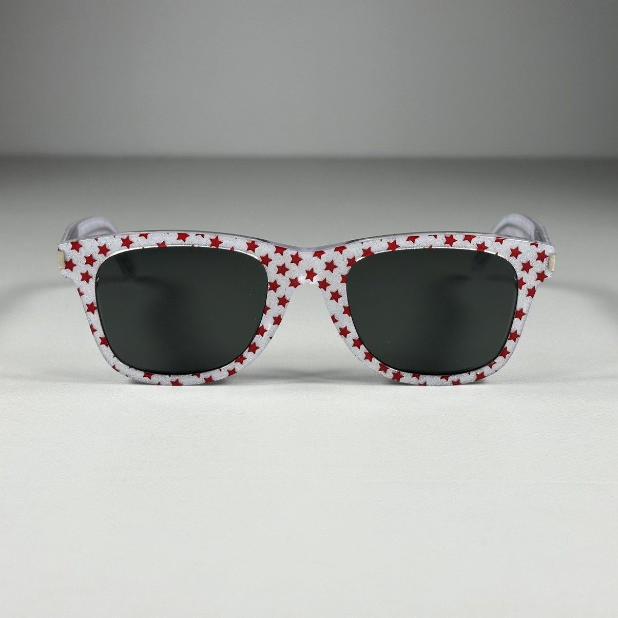 Saint Laurent Paris Saint Laurent SL51/F 015 Silver Red Glitter Stars Sunglasses Size ONE SIZE - 1 Thumbnail