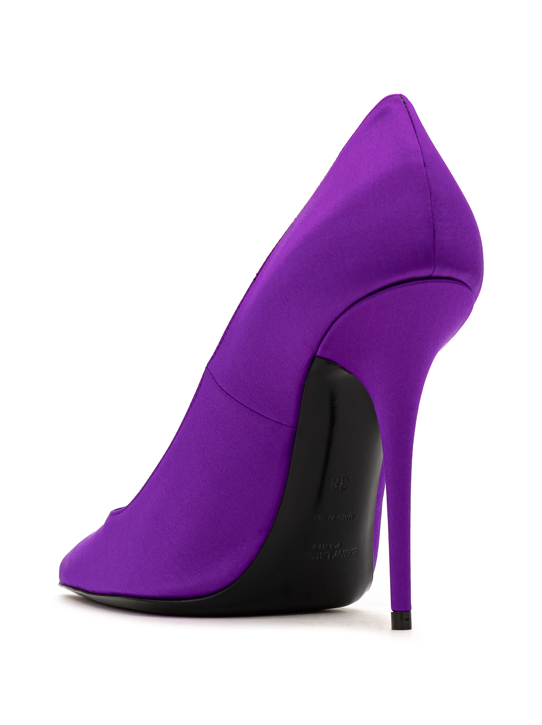 Saint Laurent Paris o1b1hav111224 Instinct Pumps in Crepe Satin in Purple Size US 7.5 / IT 37.5 - 3 Thumbnail