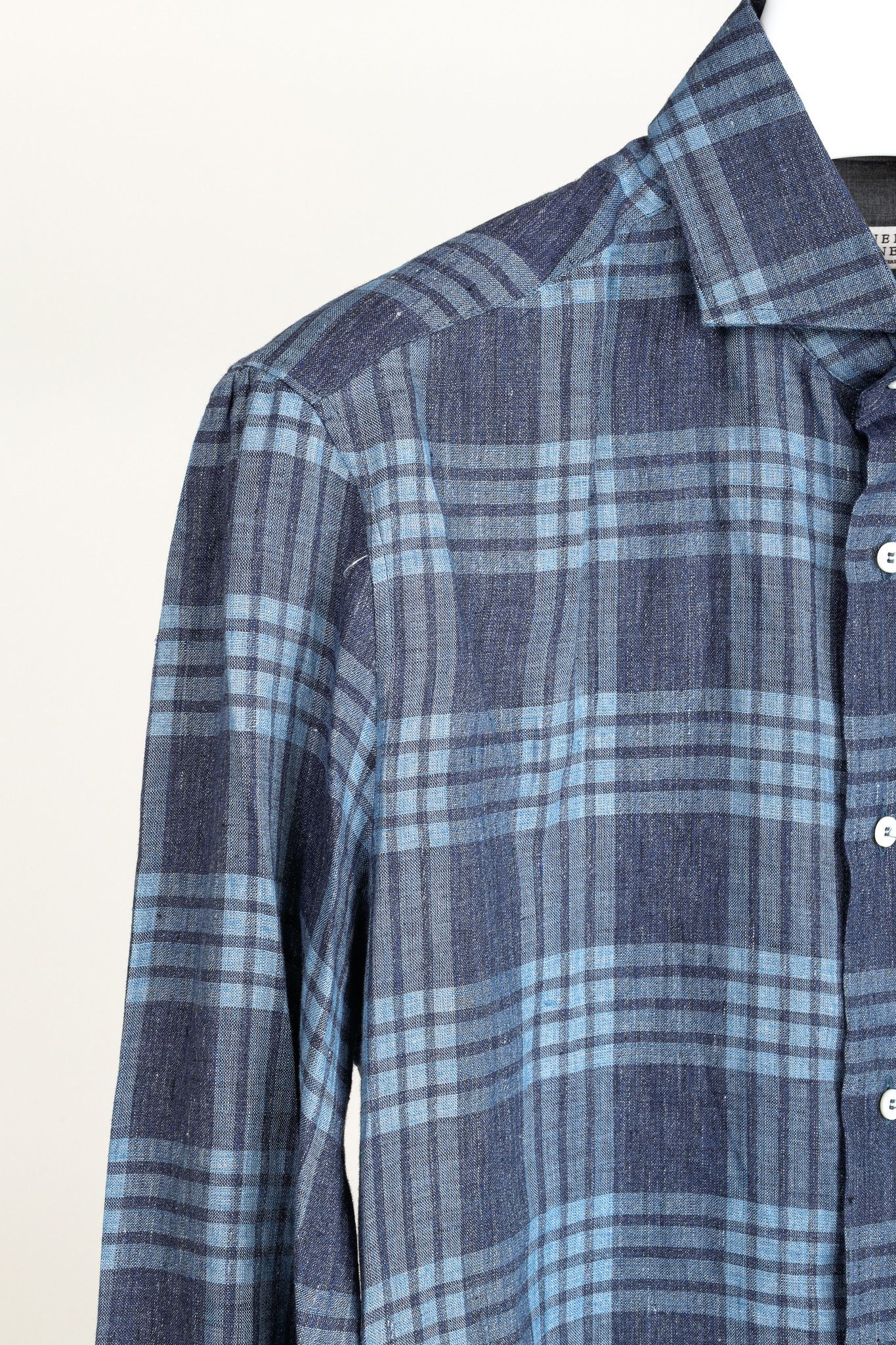 Brunello Cucinelli Brunello Cucinelli Plaid-Linen Button-Up Basic Fit Shirt Size US S / EU 44-46 / 1 - 5 Thumbnail