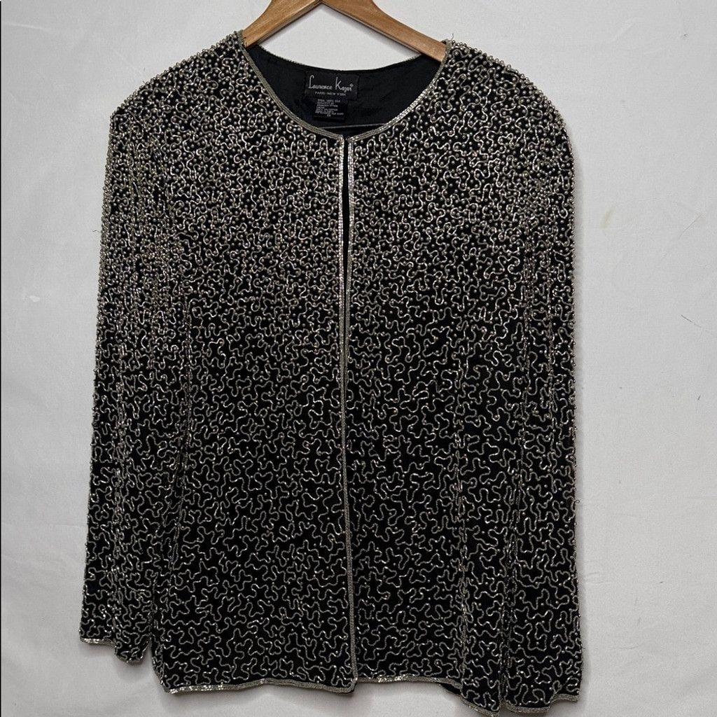 The Unbranded Brand Vintage Laurence Kazar 100% silk beaded sequined jacket 1X Size XL / US 12-14 / IT 48-50 - 1 Thumbnail