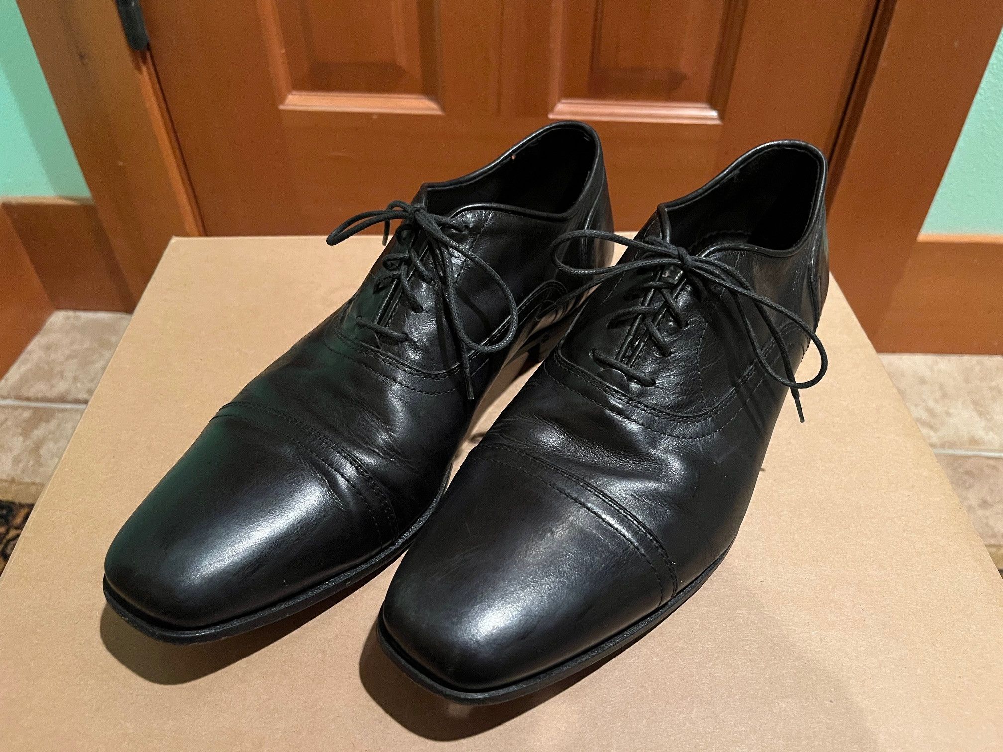 Antonio Maurizi Antonio Maurizi 40 Black Square Toe Oxfords Size US 7 / EU 40 - 1 Thumbnail