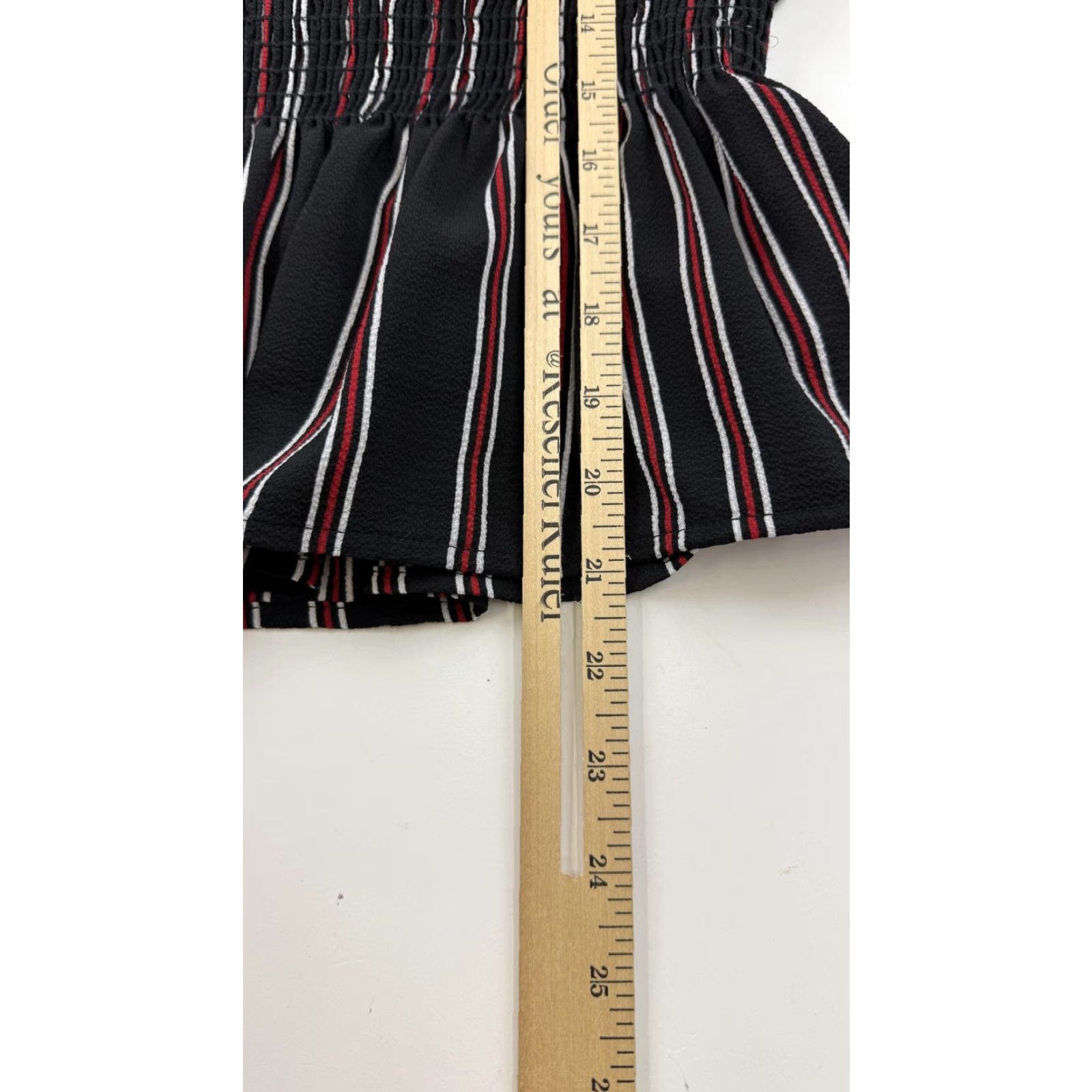Vintage Sadie & Sage Blouse Womens XS Black Red White Striped Long Sleeve Peplum Top Size XS / US 0-2 / IT 36-38 - 7 Thumbnail