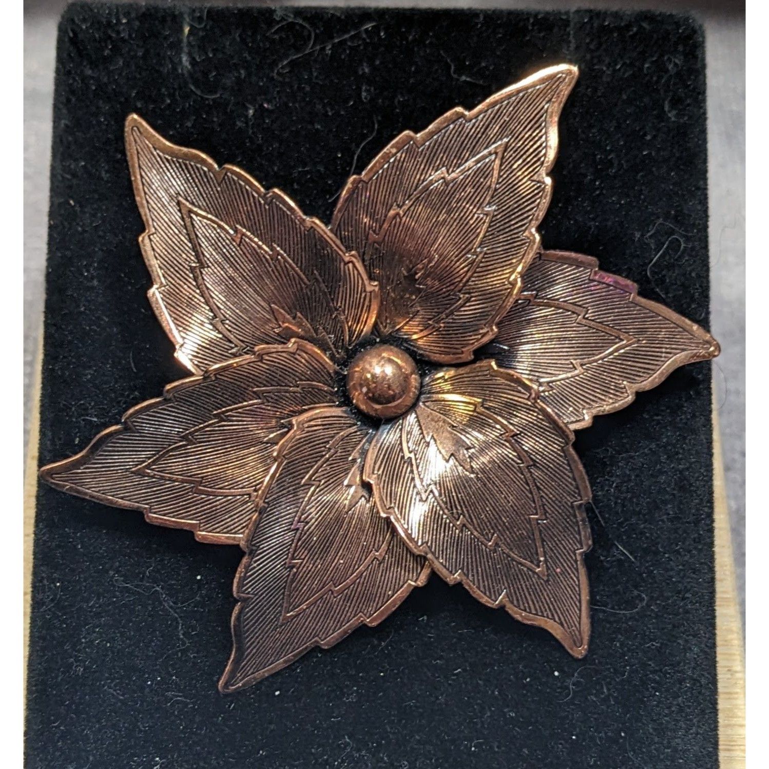 Other Vintage 50s Etched Copper Floral Star Brooch Size ONE SIZE - 3 Thumbnail