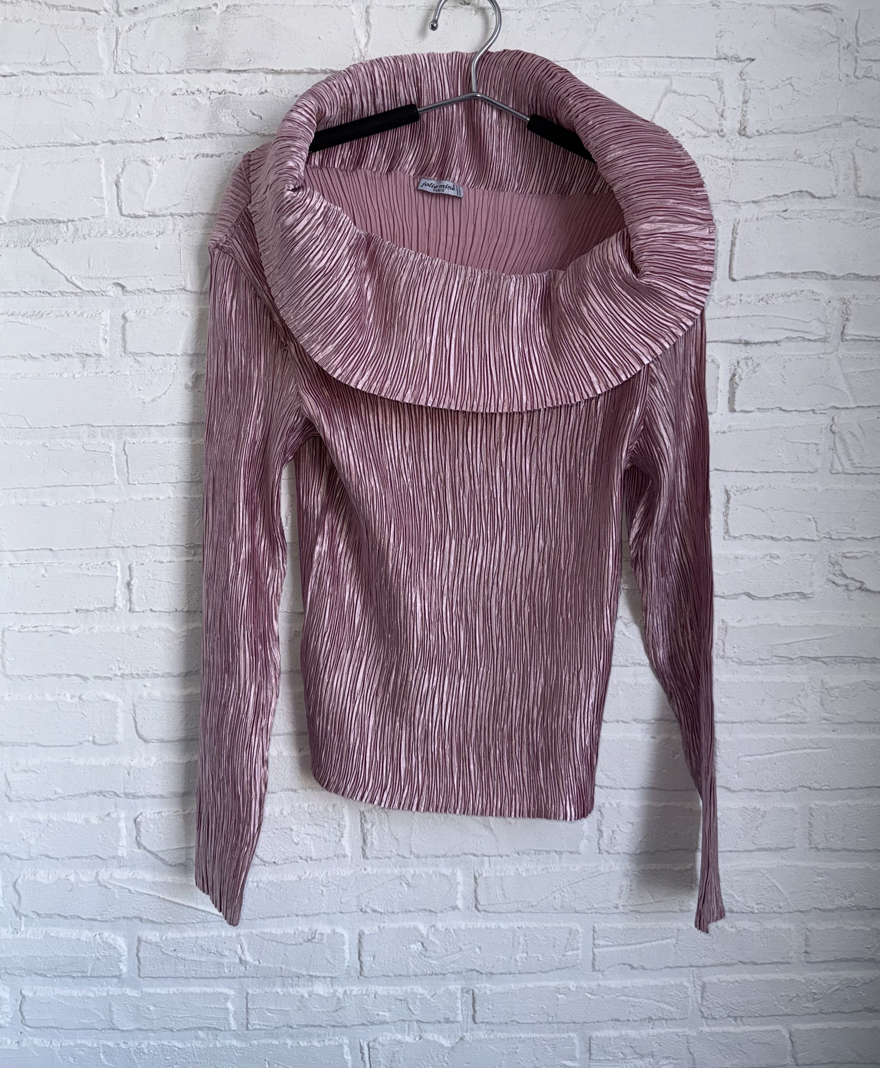 Other Vintage Jolie Mine Pleated top pink cowl neck long sleeve Size ONE SIZE - 2 Thumbnail