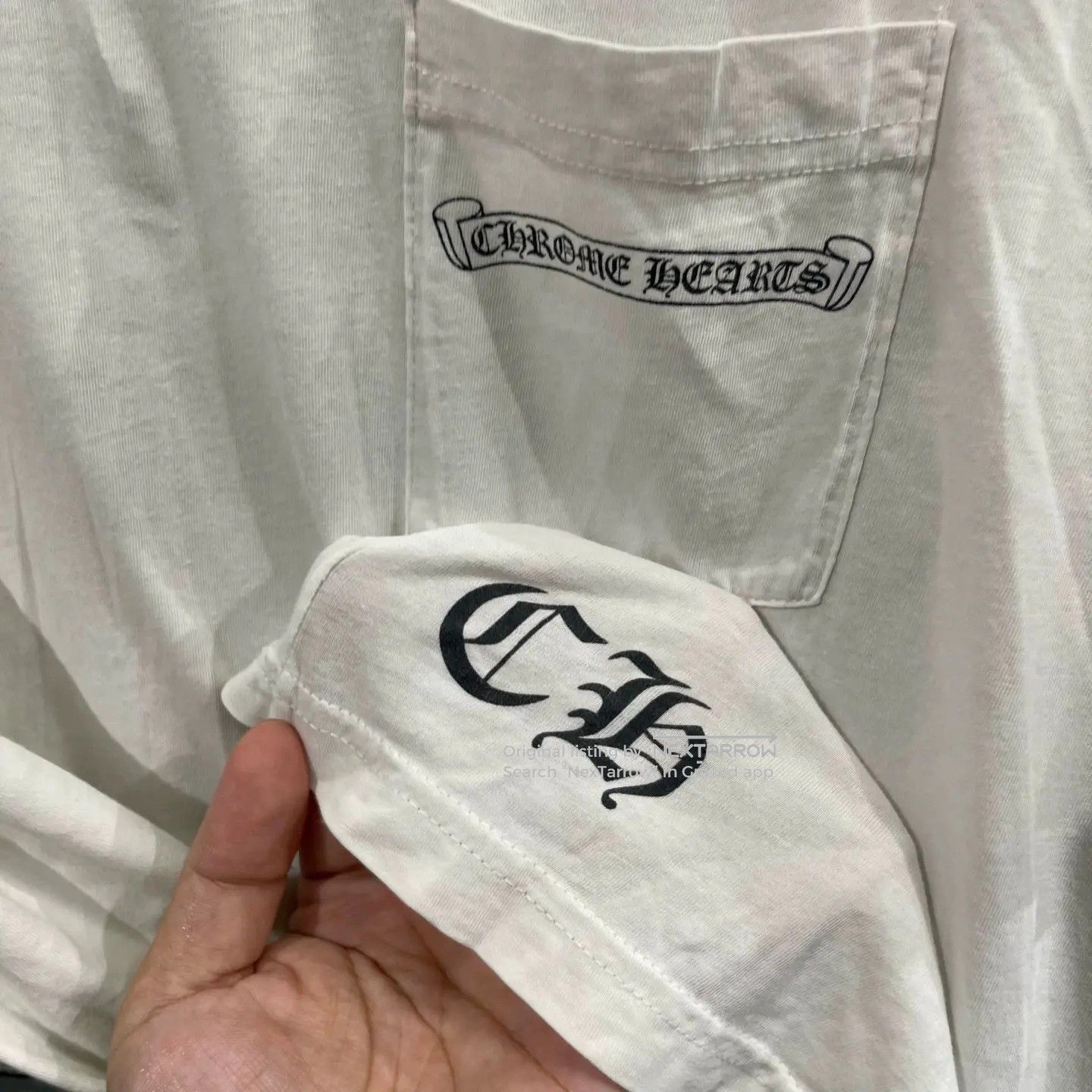 Chrome Hearts Scroll Cross White Print Tee 1XL 95 New Stains, Men's — image 5 of 6