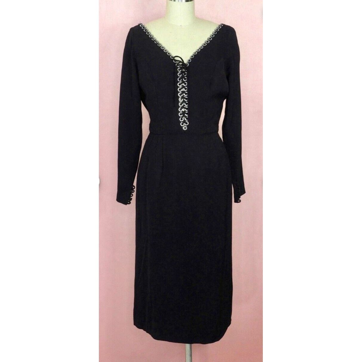 Vintage Vintage 1970s Jack Hartley Miami Black Corset Cocktail Midi Size XS / US 0-2 / IT 36-38 - 11 Thumbnail