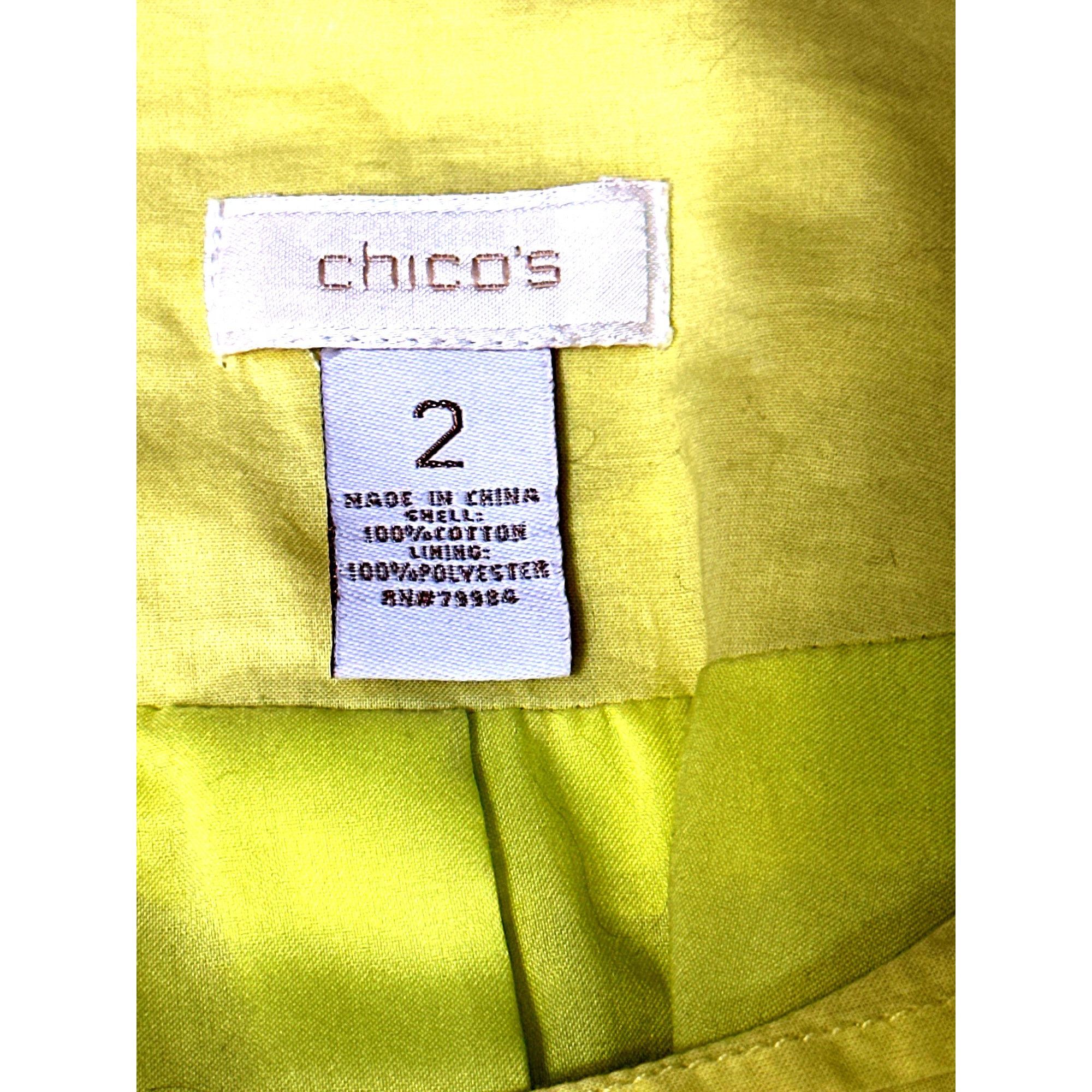 Chicos Chicos Yellow Textured Open Front Jacket Cotton Polyester Li Size XS / US 0-2 / IT 36-38 - 5 Thumbnail