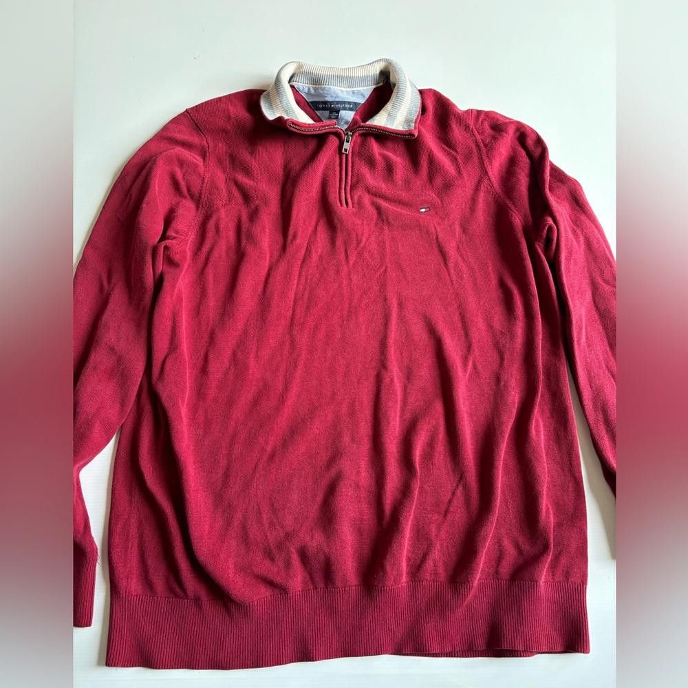 Tommy Hilfiger Tommy Hilfiger Red Quarter Zip Sweater Size US XXL / EU 58 / 5 - 1 Thumbnail