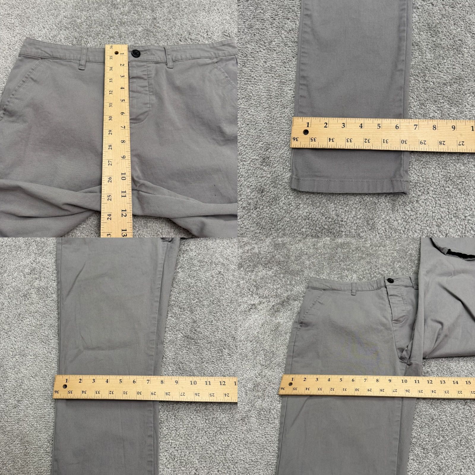 Asos ASOS Design Pants Mens 33x34 Gray Twill Cotton Straight Leg Chino Button Fly Casual Workwear Size US 34 / EU 50 - 9 Thumbnail