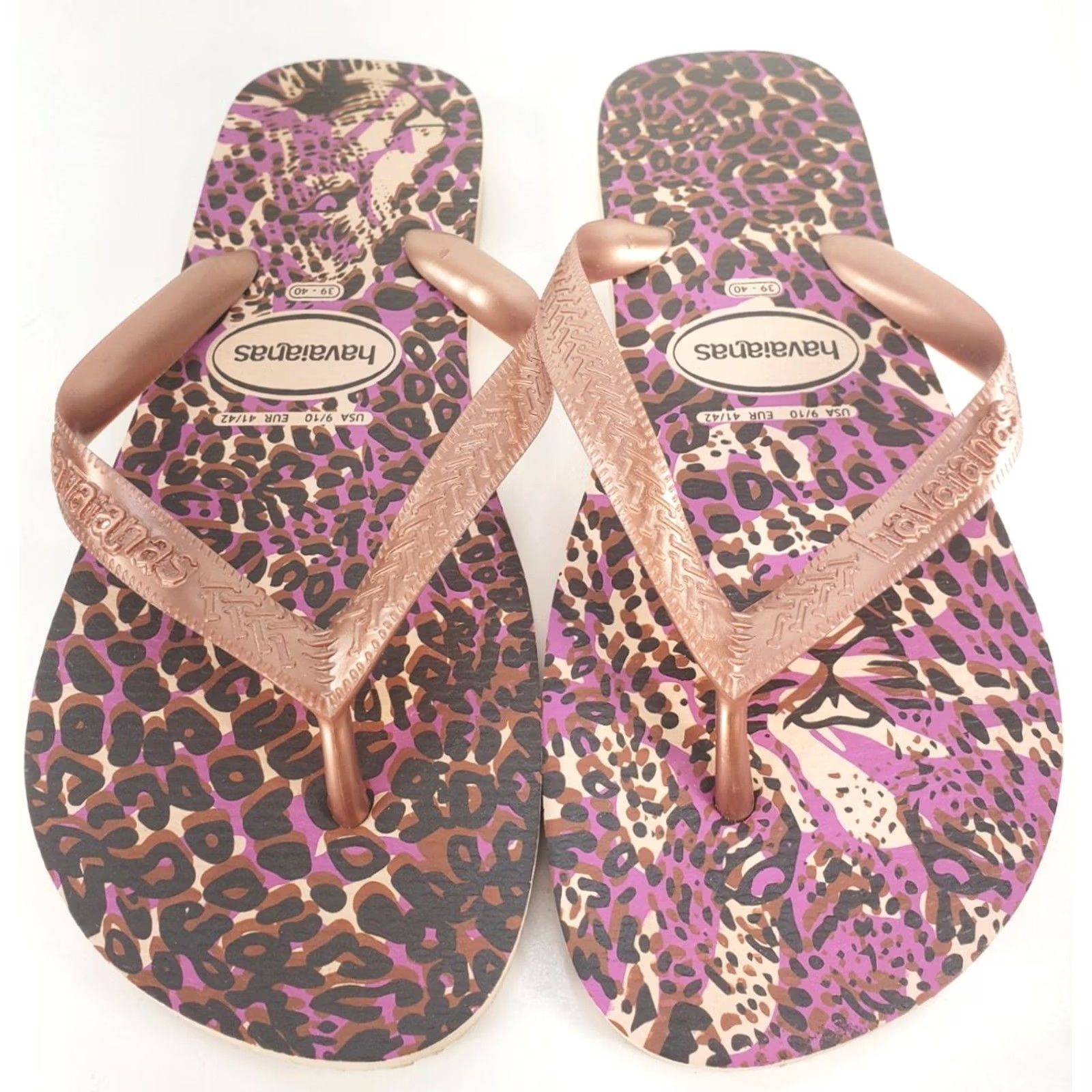 Vintage Havaianas Flip Flop Sandal Thong Rubber Leopard Cheetah Pink Purple Black Size 9 /10 Womens Pre-owned Vintage: No Size US 9 / IT 39 - 3 Thumbnail