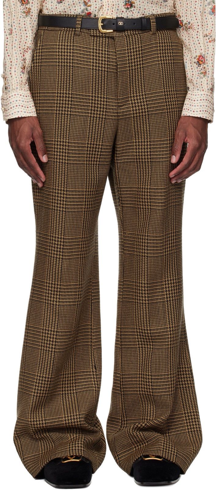 Valentino Wool Trousers with Glen Plaid Pattern and Turn-ups Size US 30 / EU 46 - 7 Thumbnail