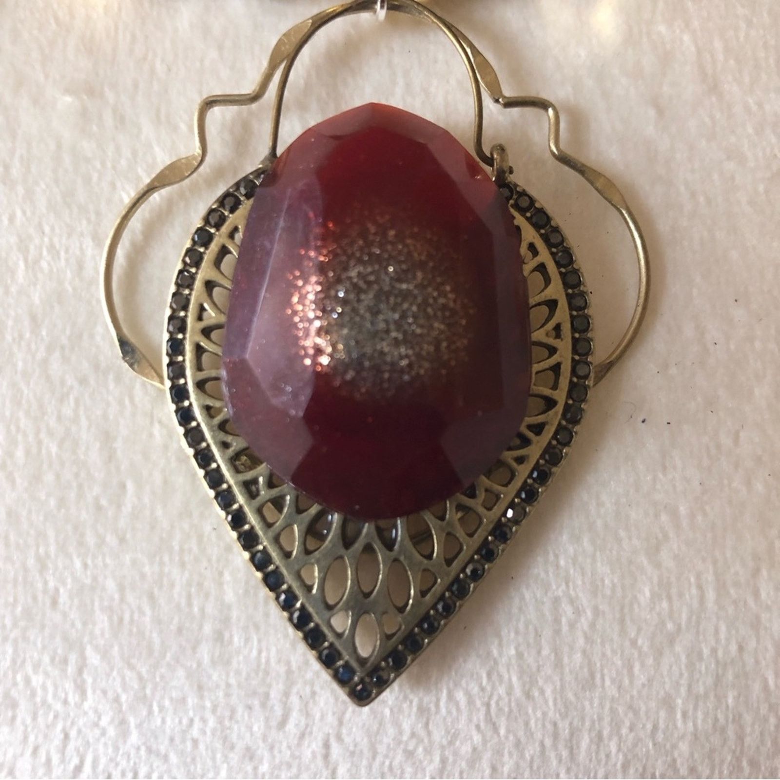 Handmade Handcrafted bowl of cherries fancy beaded crystal necklace Size ONE SIZE - 4 Thumbnail
