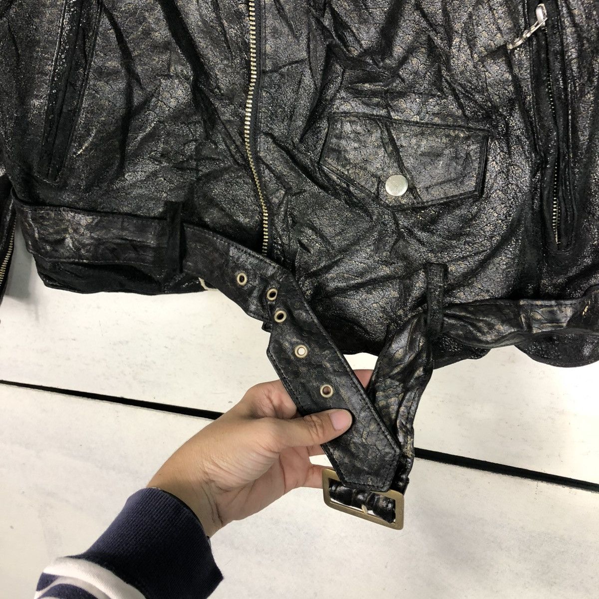 Japanese Brand 🔥VINTAGE BIKER LEATHER JACKET SWAGGER DOUBLE COLLAR Size US M / EU 48-50 / 2 - 20 Thumbnail