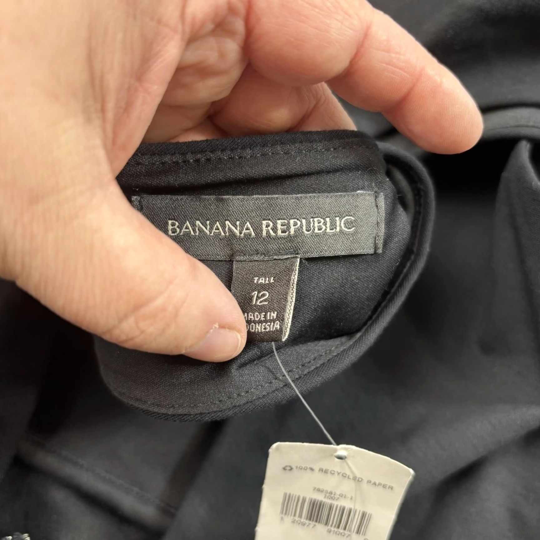 Banana Republic Banana Republic Dress Womens 12 Tall Black Sleeveless Ruffle Hem Cross Back Midi Dress Size XL / US 12-14 / IT 48-50 - 3 Thumbnail
