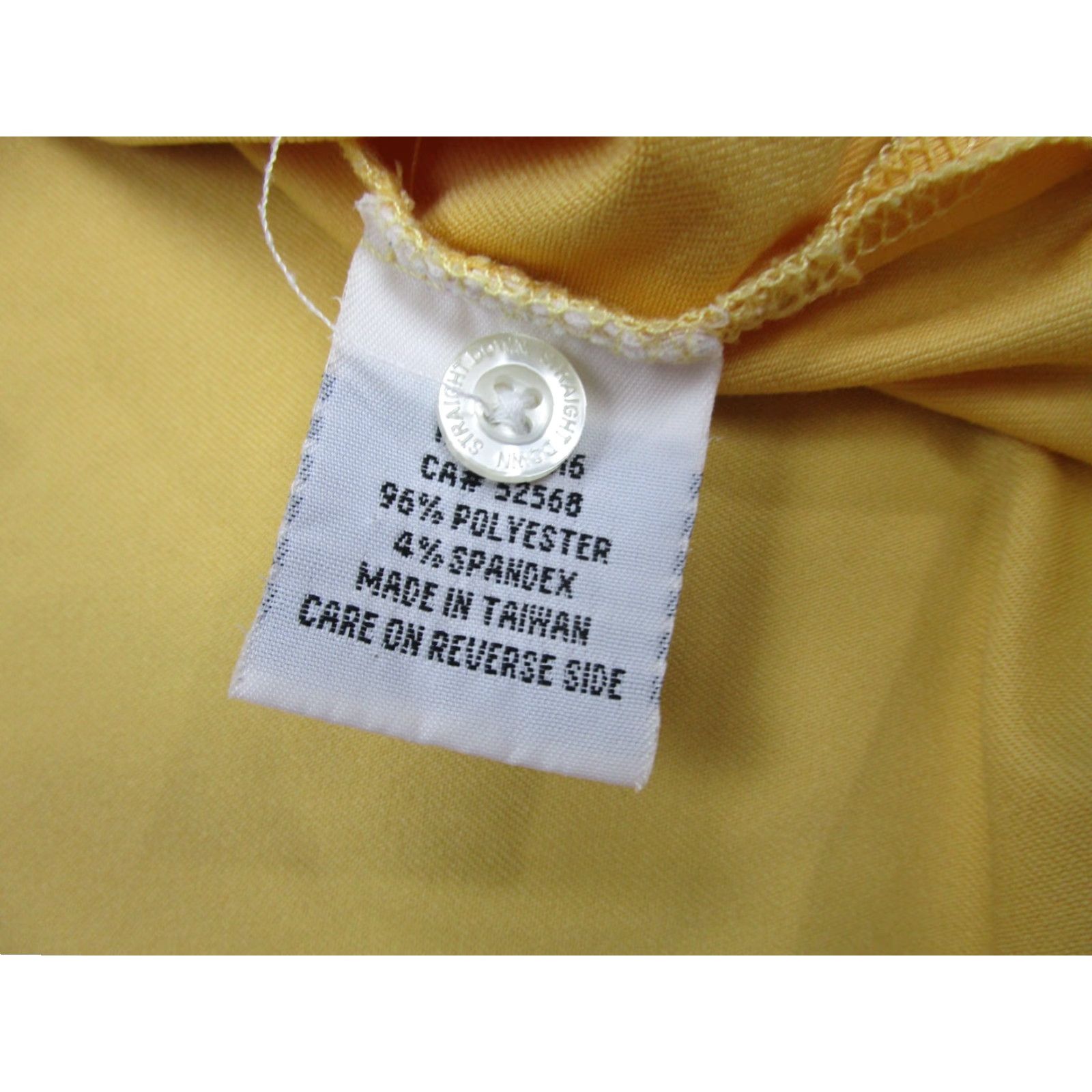 Vintage Straight Down Polo Shirt Mens L Yellow Beige Pattern Solid Jersey Polyester Golf Button Collared Short Sleeve Vintage No Size US L / EU 52-54 / 3 - 7 Thumbnail