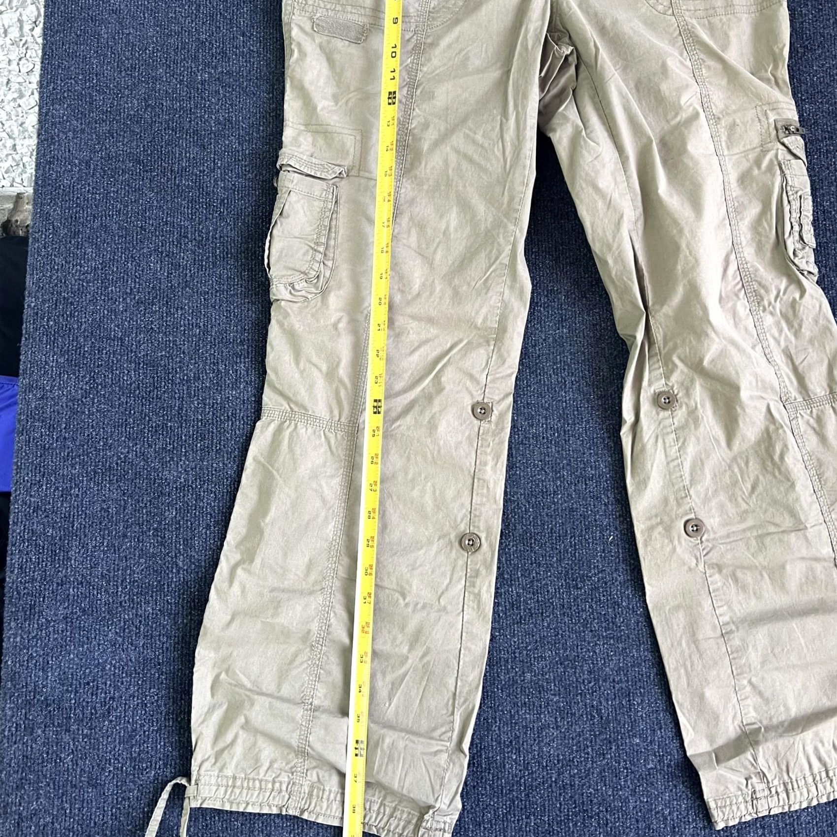 Vintage Beige Cargo Pants Mens 36x31 Straight Leg Drawstring Hem Casual Utility Pants Size US 36 / EU 52 - 4 Thumbnail