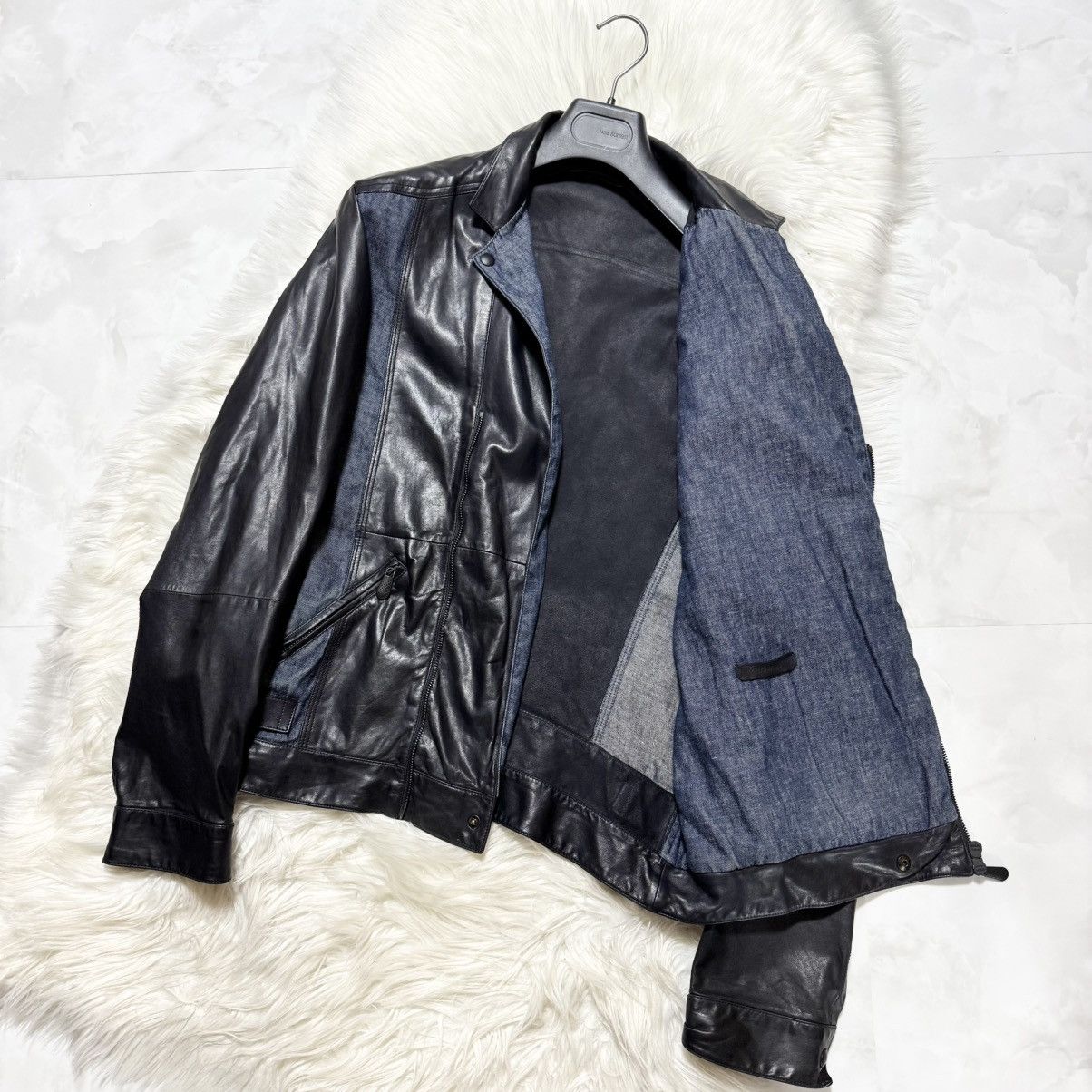 Bottega Veneta Bottega Veneta denim leather jacket size 50 black blue Size US M / EU 48-50 / 2 - 6 Thumbnail